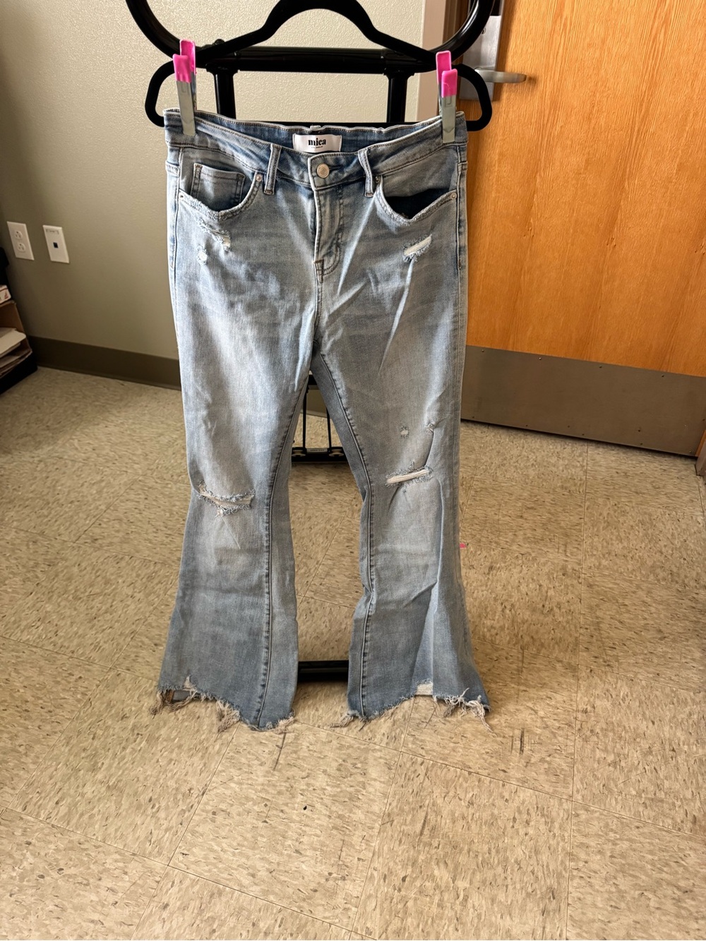 Mica Light Blue Distressed Flare Jeans